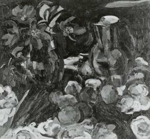 Stilleben mit Krug, Blumen und Früchten