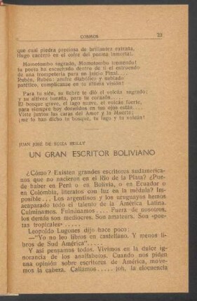 Un gran escritor boliviano : (De "Nuestra América").