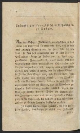 I. Ankunft der französischen Gesandten zu Rastadt