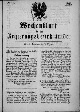 Nr. 104, Ausgabe vom 29. Dezember 1866