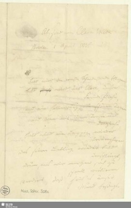 308c: Abschied von Clara Wieck  - Mus.Schu.308c : [Widmungsgedicht]