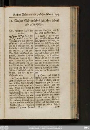 11. Rechter Gebrauch des zeitlichen Lebens und dessen Güter.
