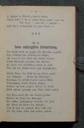 Nr. 31. Zum achtzigsten Geburtstag.