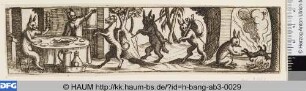 Hasen, ihre Jagdbeute verspeisend
