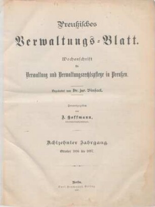18.1896/97: Preußisches Verwaltungsblatt
