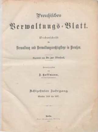 18.1896/97: Preußisches Verwaltungsblatt