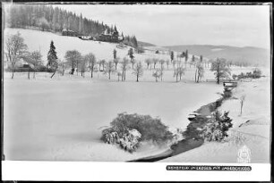 Rehefeld im Erzgebirge mit Schnee, Jagdschloss