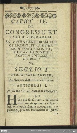 Caput IV. De Congressu Et Partu Viperarum