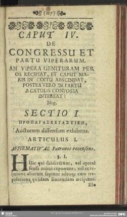 Caput IV. De Congressu Et Partu Viperarum