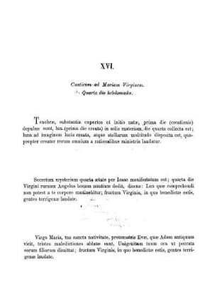 XVI. Canticum ad Mariam Virginem. Quarta die hebdomadæ.