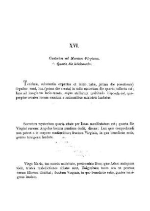 XVI. Canticum ad Mariam Virginem. Quarta die hebdomadæ.