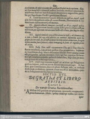 Sectio XVI. De Gratia Et Libero Arbitrio