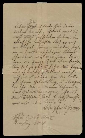 Brief von Ludwig Emil Grimm an Jacob Grimm