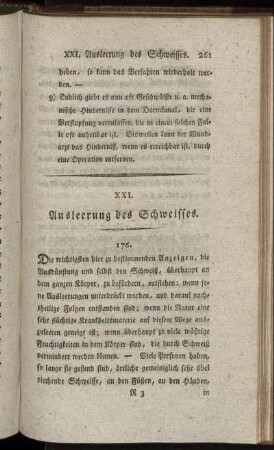 XXI. Ausleerung des Schweisses.