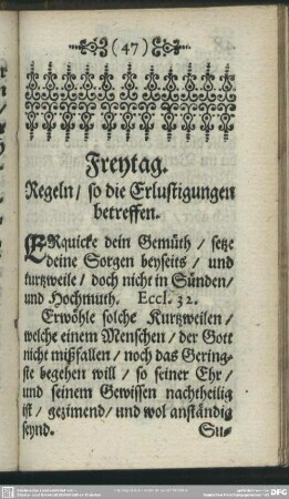 Freytag. Regeln, so die Erlustigungen betreffen