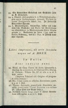 Libri impressi, ab arte inventa usque ad A. MDXX.