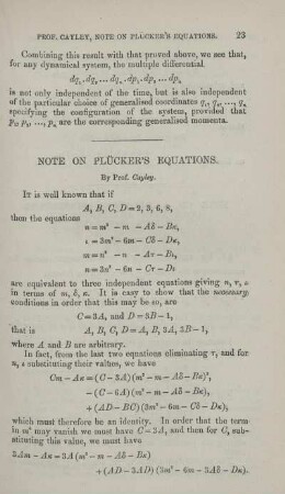 Note on Plücker's equations