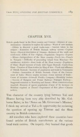 Chapter XVII. British goods fiound in the Shan country and Yünnan ...
