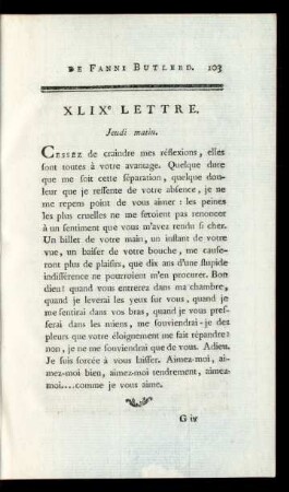 XLIXe Lettre. Jeudi matin.