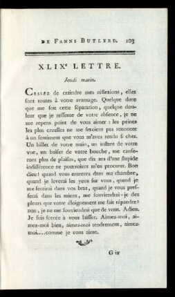 XLIXe Lettre. Jeudi matin.