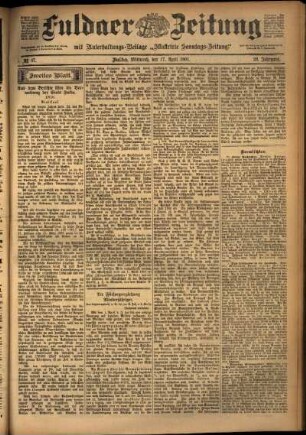 Zweite Ausgabe vom Mittwoch, den 17. April 1901.