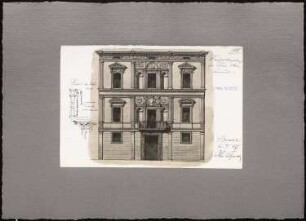 Reiseskizzen aus Italien: Brescia: Palazzo am Corso Vittorio Emanuelle II. Fassadenriss