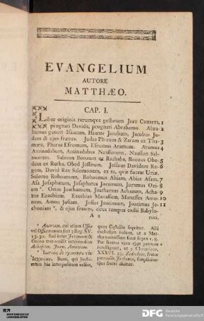 Evangelium Autore Matthaeo.