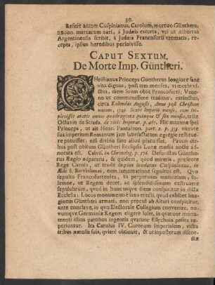 Caput Sextum. De Morte Imp. Güntheri
