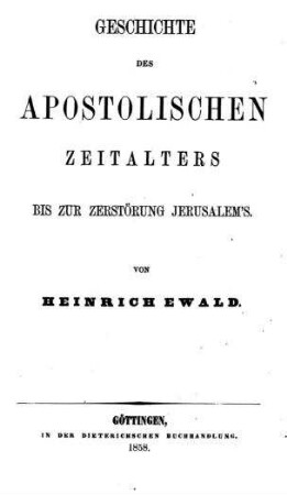 Geschichte des apostolischen Zeitälters bis zur Zerstörung Jerusalems