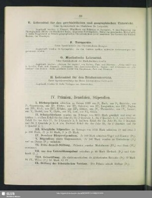 IV. Prämien, Benefizien, Stipendien
