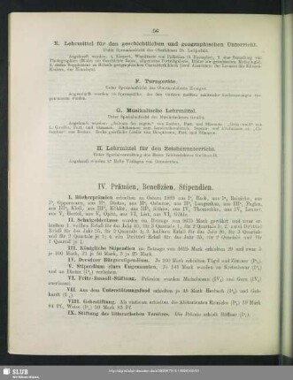 IV. Prämien, Benefizien, Stipendien