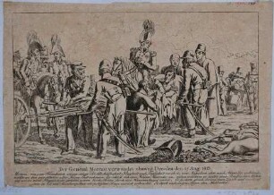 Die Schlacht von Dresden 1813 (Schlacht Teil der Befreiungskriege unter Napoleon), General Victor Moreau`s tödliche Verwundung am 27. August auf der Zschertnitzer Höhe