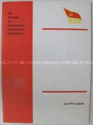 Dokumentation zum VIII. Parteitag der SED mit der Entschließung zum Bericht des Zentralkomitees