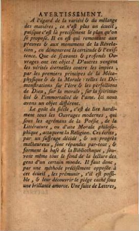 Lettres critiques ou analyse et réfutation de divers écrits modernes contre la religion, 4. Sur l'histoire universelle [u.a.]