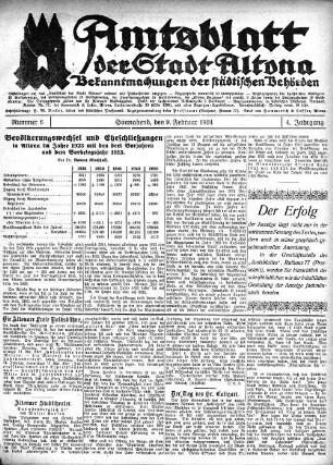 Nummer 6 : Sonnabend, den 9. Februar 1924