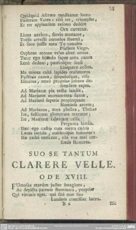 Suo Se Tantum Clarere Velle. Ode XVIII.