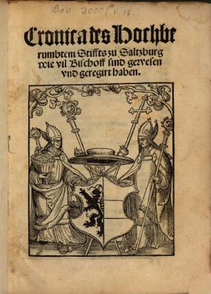 Cronica des hochberumbten Stiffts zu Saltzburg, wie vil Bischoff sind gewesen und geregirt haben