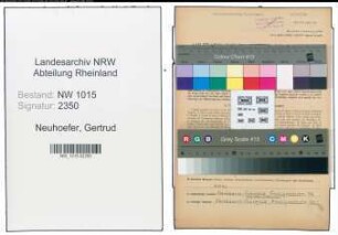 Entnazifizierung Gertrud Neuhoefer , geb. 23.02.1910 (Volkspfleger)