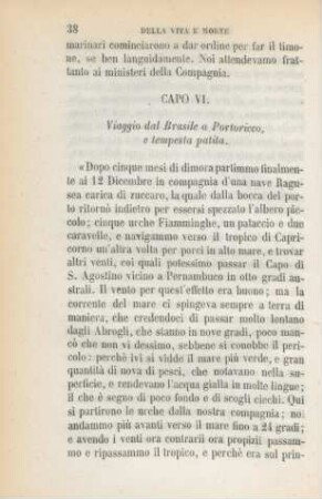 Capo VI. Viaggio dal Brasile a Portoricco, e tempesta patita