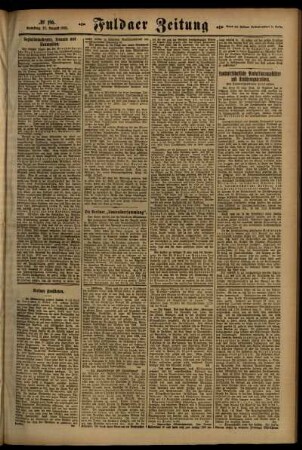Zweite Ausgabe vom Samstag, den 27. August 1921.