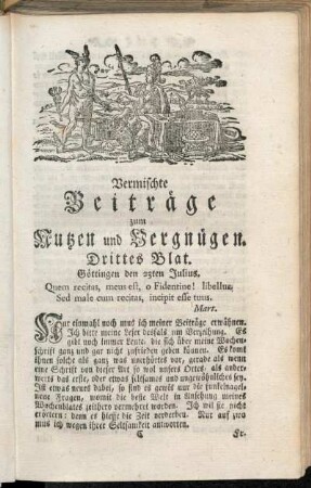 Drittes Blat, ... den 23ten Julius