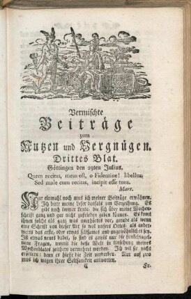 Drittes Blat, ... den 23ten Julius