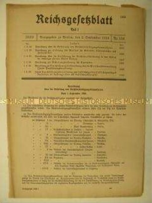 Reichsgesetzblatt, u.a. zur Einführung der Reichsmark als Währung für die Stadt Danzig und zum Luftschutz