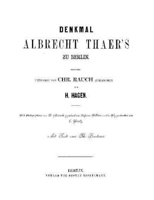 Denkmal Albrecht Thaer's zu Berlin