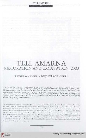 12: Tell Amarna : restoration and excavation, 2000