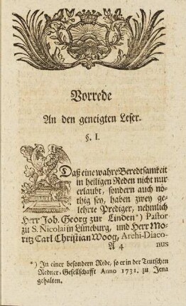 Vorrede An den geneigten Leser