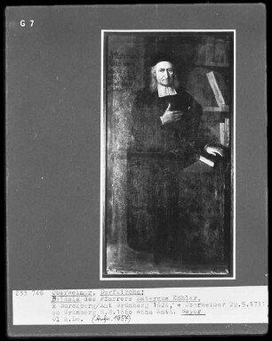 Bildnis des Pfarrers Maternus Köhler, verstorben 1711