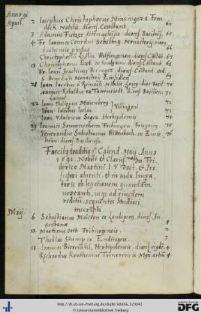 [fol. 17] Rektorat Friedrich Martini 1591