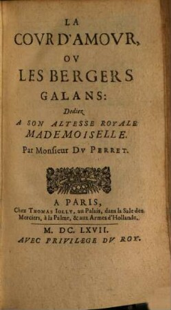 La Covr D'Amovr, Ov Les Bergers Galans, [1]