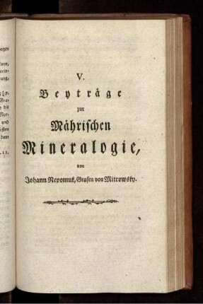 V. Beyträge zur Mährischen Mineralogie.